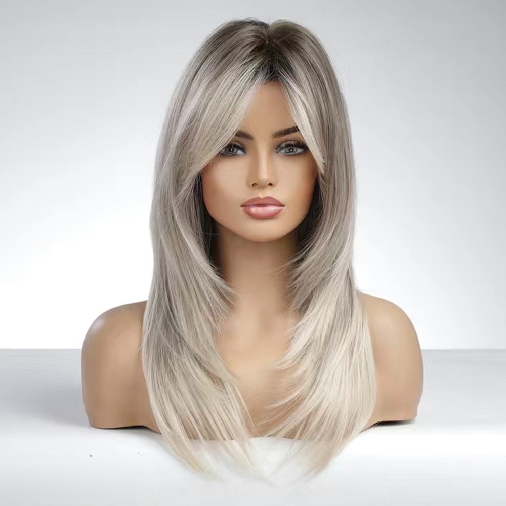 Long Ombré Grey Blond Wig 22”